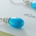Reserved Genuine Turquoise Earrings Wire Wrapped Faceted Aqua Pear Sterling Silver Semiprecious AAA Gemstone Jewelry Complimentary Shipping