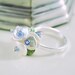 Pearl Ring White Keishi Pearl Blossom with Tanzanite - Size 7
