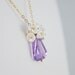 Amethyst Necklace, Gold, Freshwater Keishi Pearls, February Birthstone, Radiant Orchid, Wire Wrapped Jewelry, Free Shipping