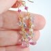 SALE Pink Topaz Earrings Semiprecious Gemstone Aquamarine March Birthstone Long Blue Feminine Gold Filled Jewelry Free Shipping