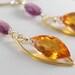 Burnt Orange Citrine Earrings Dangle Genuine AAA Rhodolite Garnet Raspberry Gemstone Wire Wrapped Gold Jewelry Complimentary Shipping