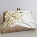 EllenVintage Three Roses Silk Clutch in Tan and Ivory , Wedding clutch, Wedding purse, Bridesmaid clutch, Wedding bag, Bridal clutch
