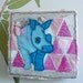 Original Mixed media- textile art - rhinoceros - Beautiful, BIG- powder pink, cerise, turquoise