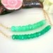 Green chrysoprase and green onyx double bar gold filled necklace, green christmas necklace, mint green gold necklace