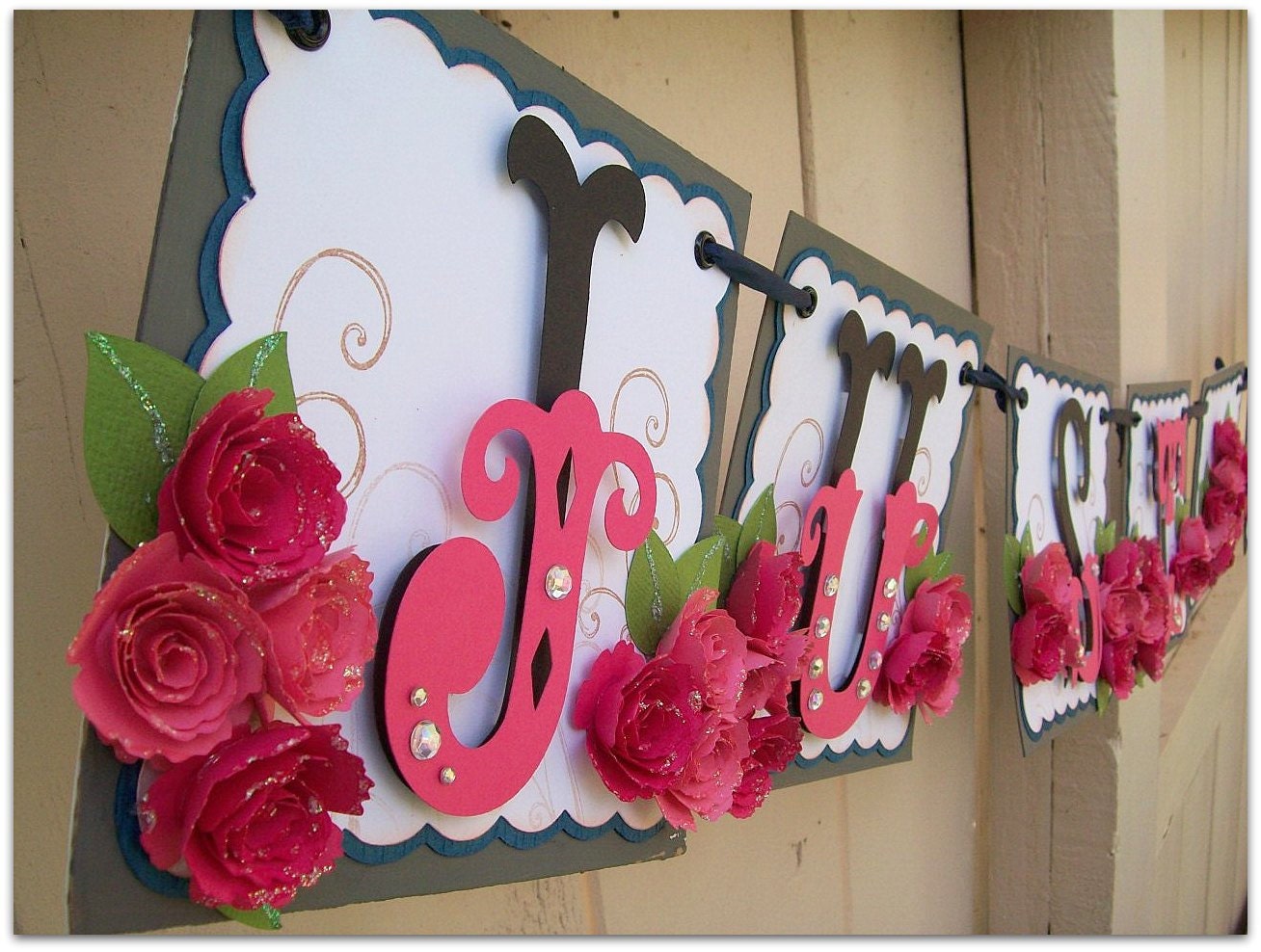 Handmade Banner Custom made GO GREEN Name Banner Happy