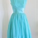 1950's Vintage Aqua Blue Chiffon Party Dress