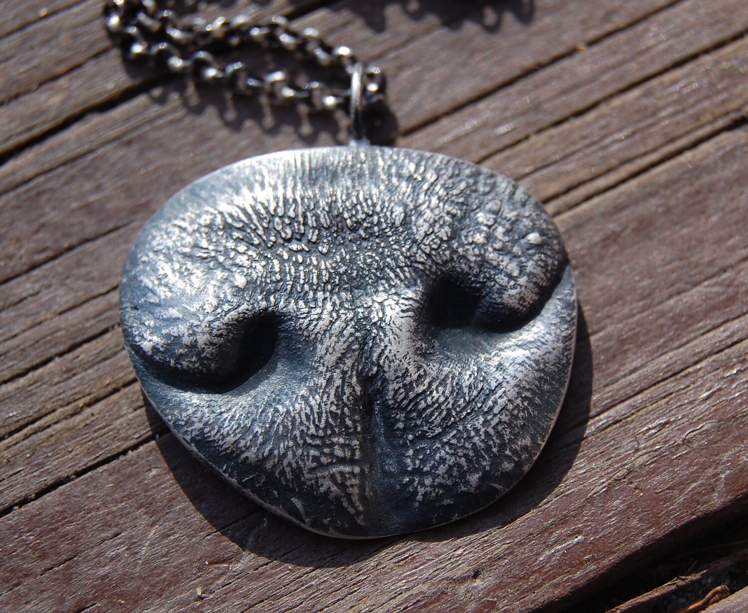 MEDIUM Dog Nose Print Customized in Pure Silver with a