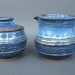 Textured Cream and Sugar 3 piece Set in Cobalt Blue Glaze Handmade Pottery