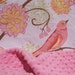 SALE - Minky Baby Blanket for your Baby Girl - Bird Paisley with Hot Pink Minky Dot - Personalization Available- Made To Order