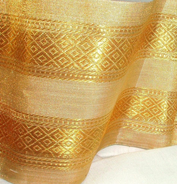 Brocade Trim in Cream and Gold by the yard. by FabricTreasury