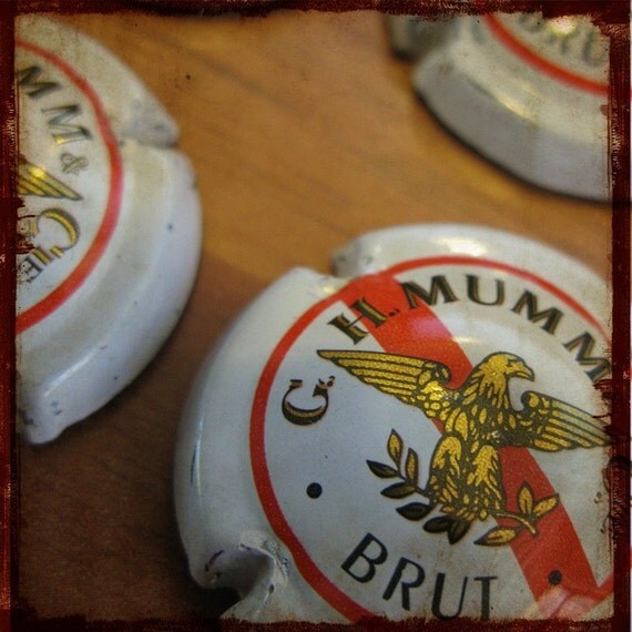 SALE 8 french champagne bottle caps or tops by frenchfeelings