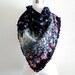 Clearance Sale Pom poms square scarf in Floral Navy 86x86cm