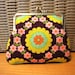 RETRO Circle flower Clutch purse bag BROWN
