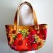 Mod Retro Orange floral Bag Purse with Real leather handles