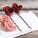 Scarlet Rose Hair Pin with Peachy Pink Earrings