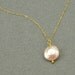 Droplet peach pearl gold necklace