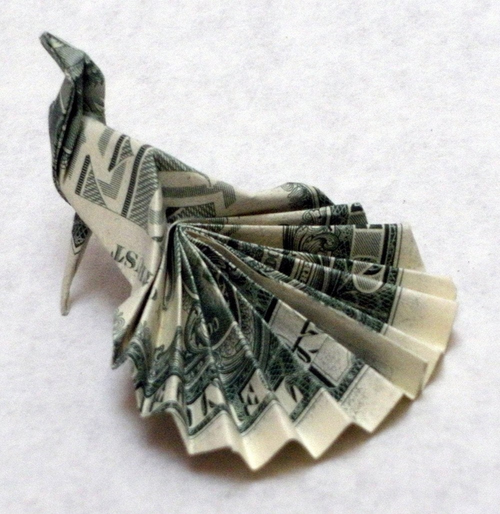 Items similar to Dollar Bill Origami Peacock on Etsy