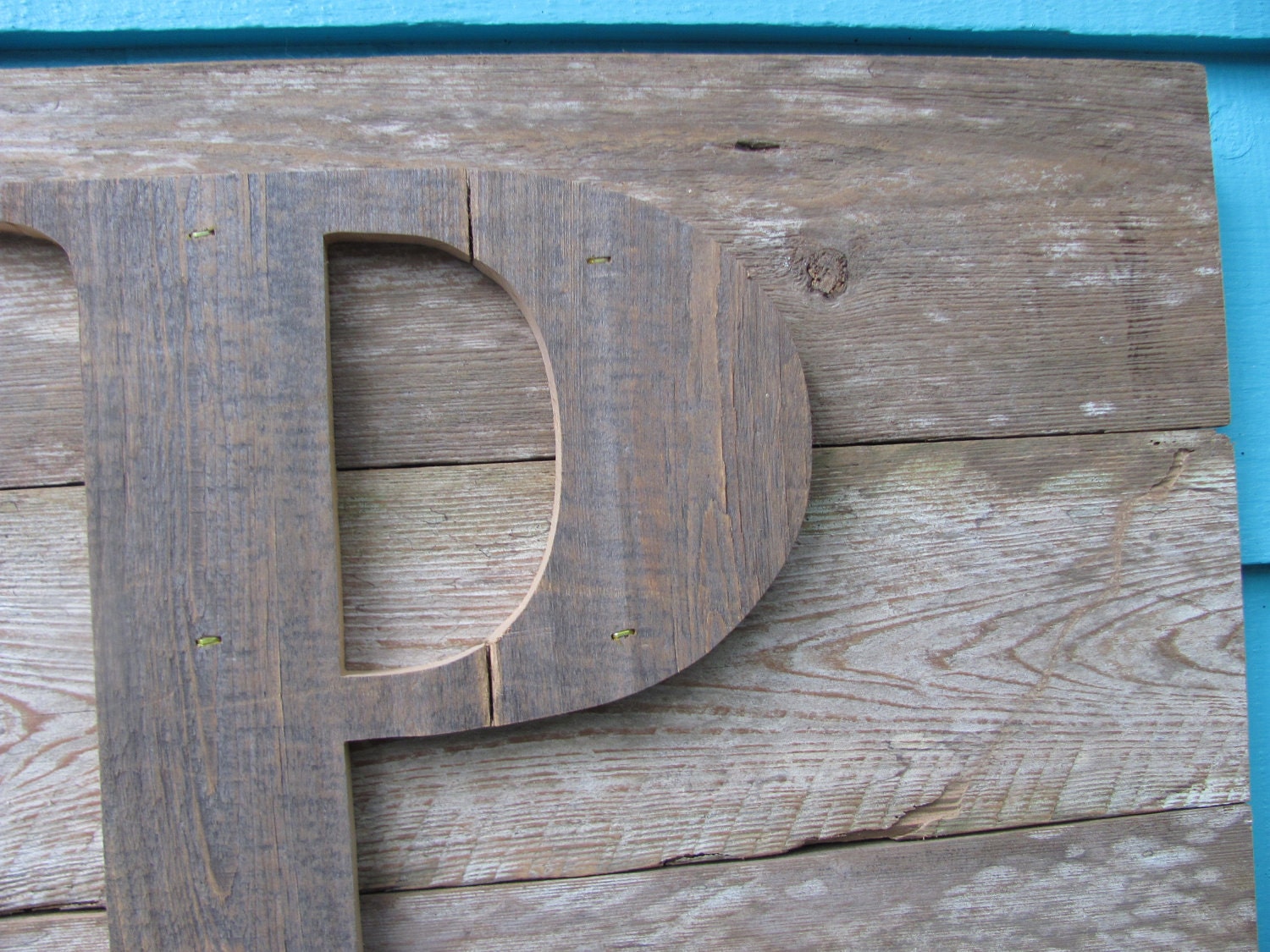 recycled wooden wall plaque letter initial wall decor