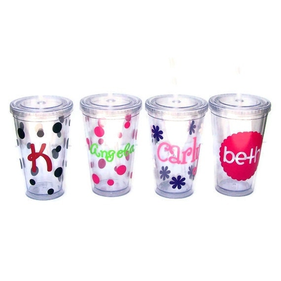 Items similar to Set of 4 Personalized Insulated Acrylic Tumblers with