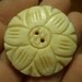 Vintage Bone Button, Hand Carved Flower 1.25 Inch