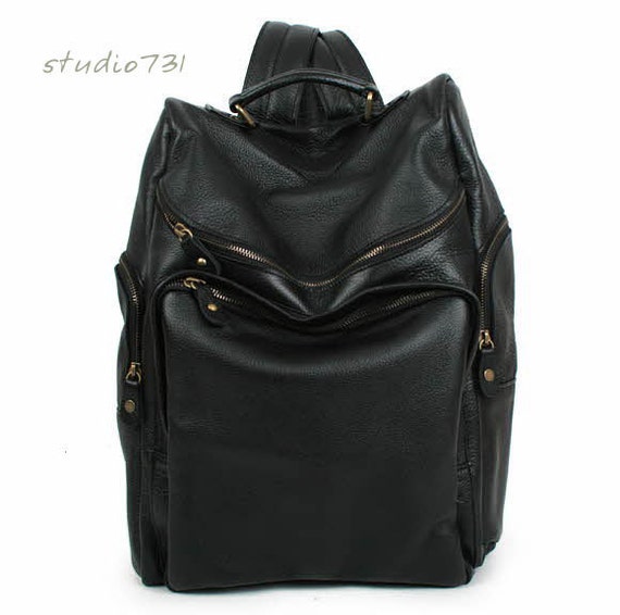 Chic Style Leather Backpack Black