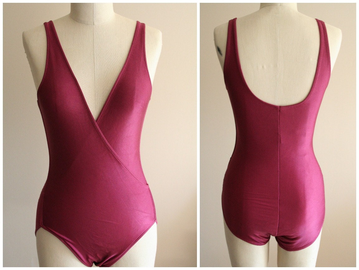 Vintage Danskin maroon wrap leotard Size medium 70's by LaSophia