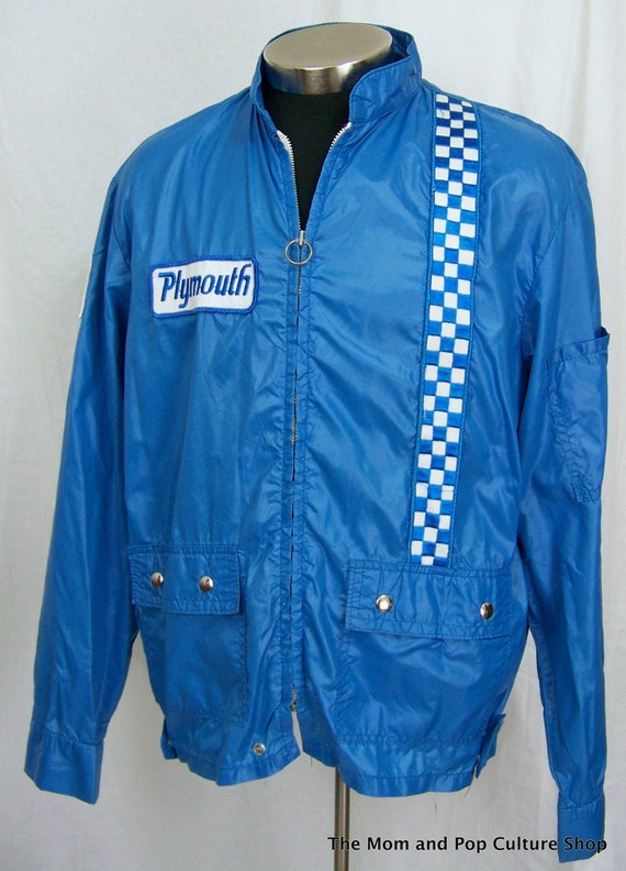 Vintage 1960s Plymouth racing jacket checkerboard windbreaker