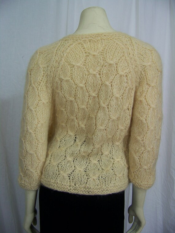 Vintage 1950s hand knit cabled cardigan shrug Rosanna sweater