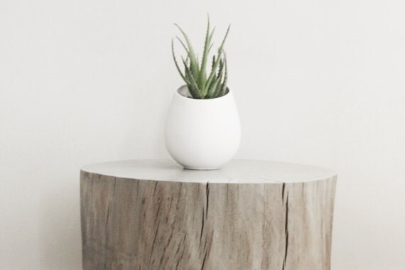 Tree Stump Side Table W  Brushed Nickel Legs