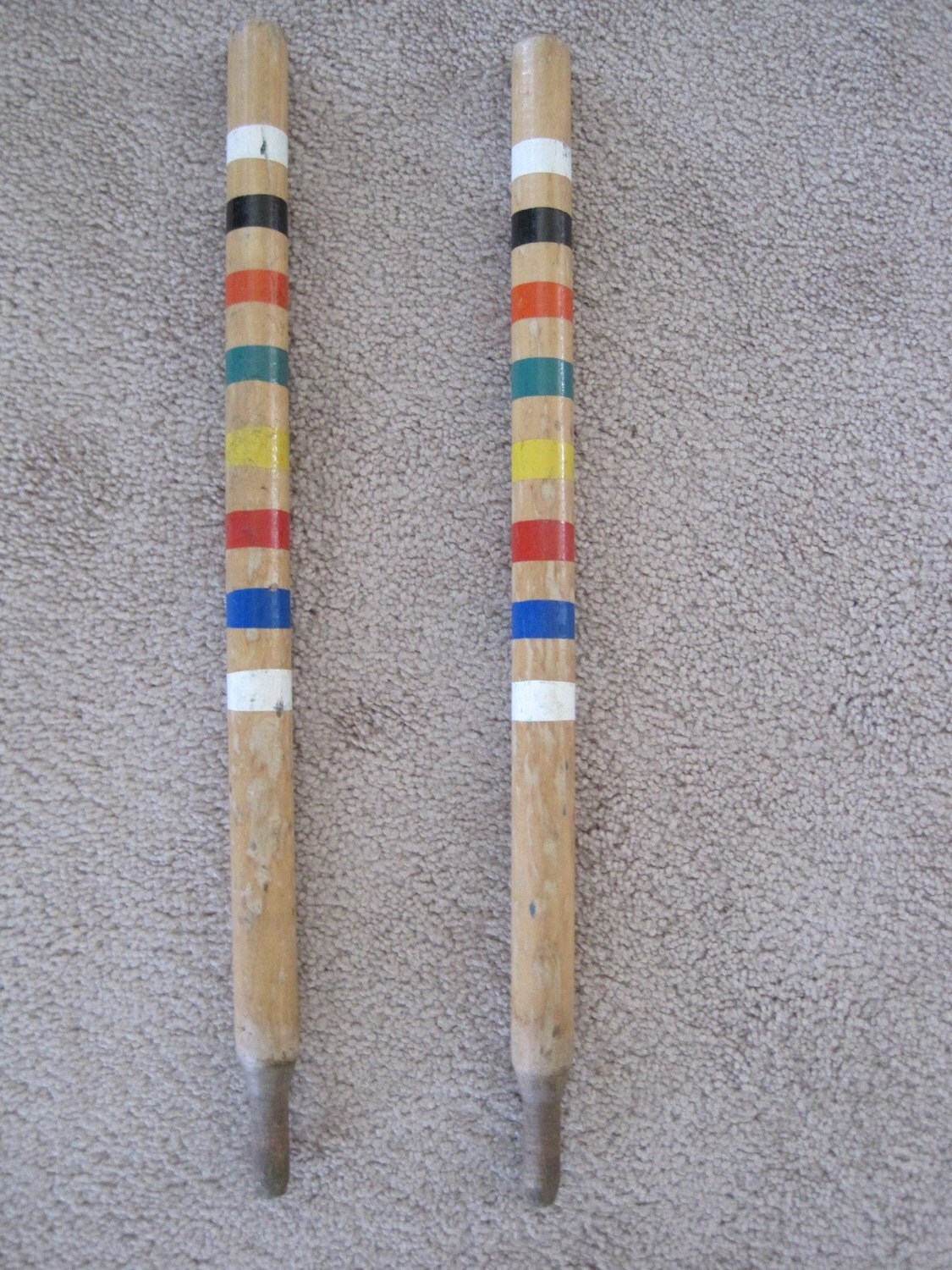 Set of 2 Wooden Croquet End Posts Stakes 15 inches Long with 6
