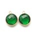2pcs Green Quartz faceted round pendant with vermeil bezel,