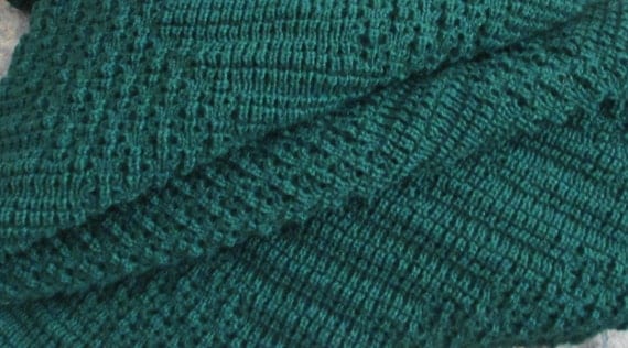 Afghan Throw Blanket Knitted Hunter Green by tgknits on Etsy
