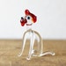 Glass Miniature Figurine Dog Animal Figure Tiny Red baseball Hat