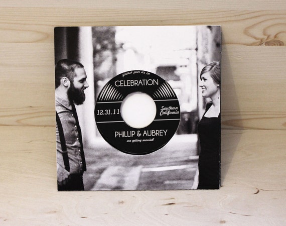 Music Lovers Vinyl Record Wedding Invitation authentic vinyl
