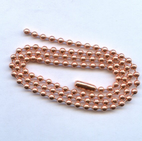 18 inch Copper Ball Chain Necklace by sissiessupplies on Etsy