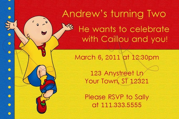 Caillou Party Invitations 4