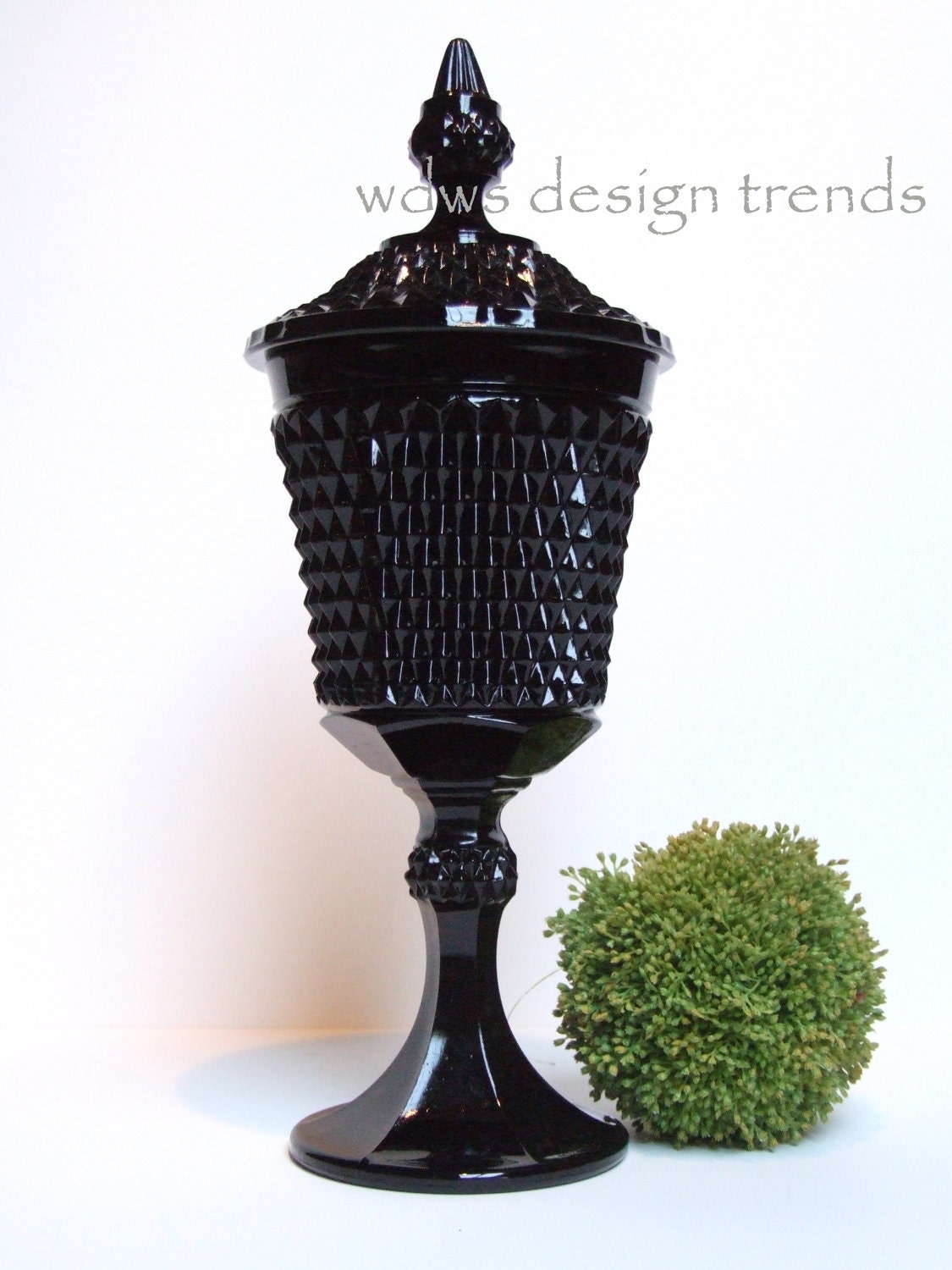 RESERVED FOR ALLISON Black Tiara Glassware Urn with Lid by