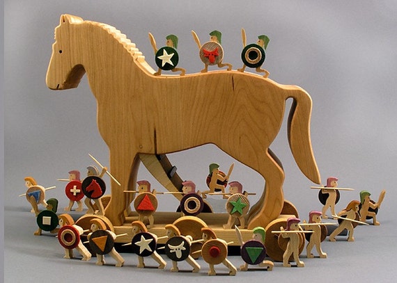 Trojan Horse Wooden Artistic Rendering of the Trojan War Home