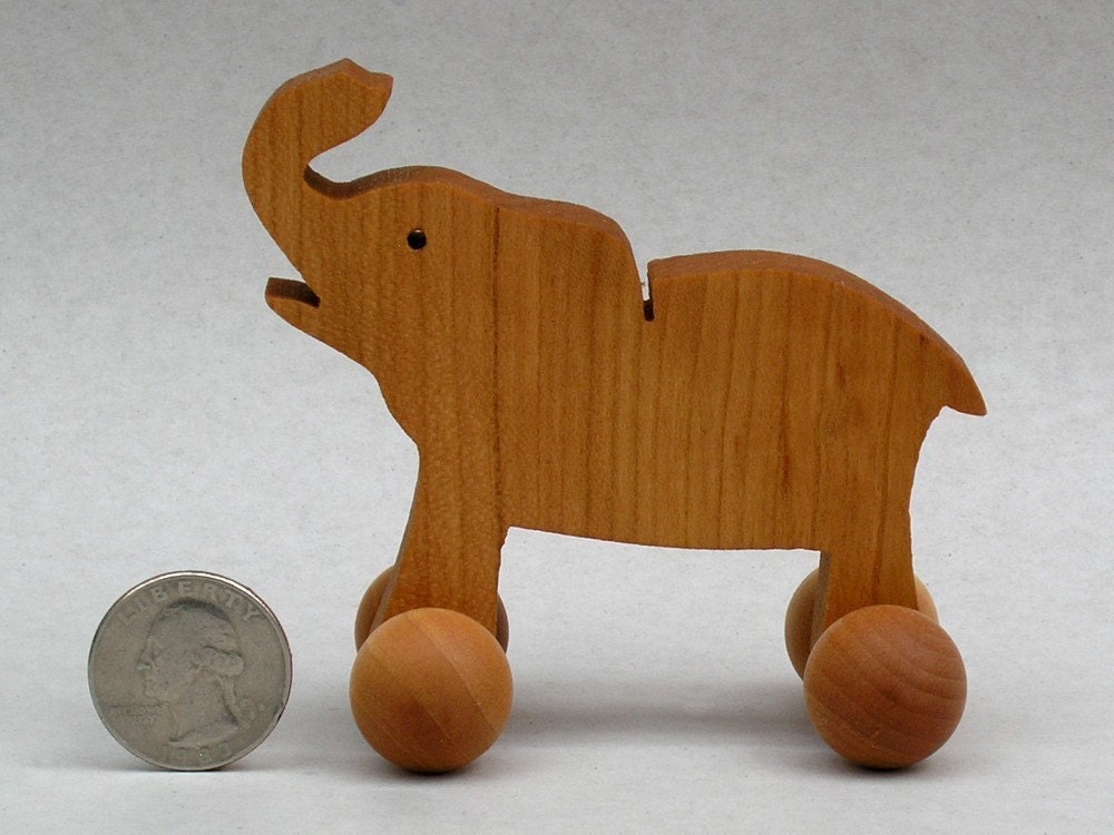 Elephant on Wheels Wooden Toys with Wheels by ArksAndAnimals