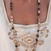 Long Necklace Beige and Green Jewelry Necklace. FREE SHIPPING.