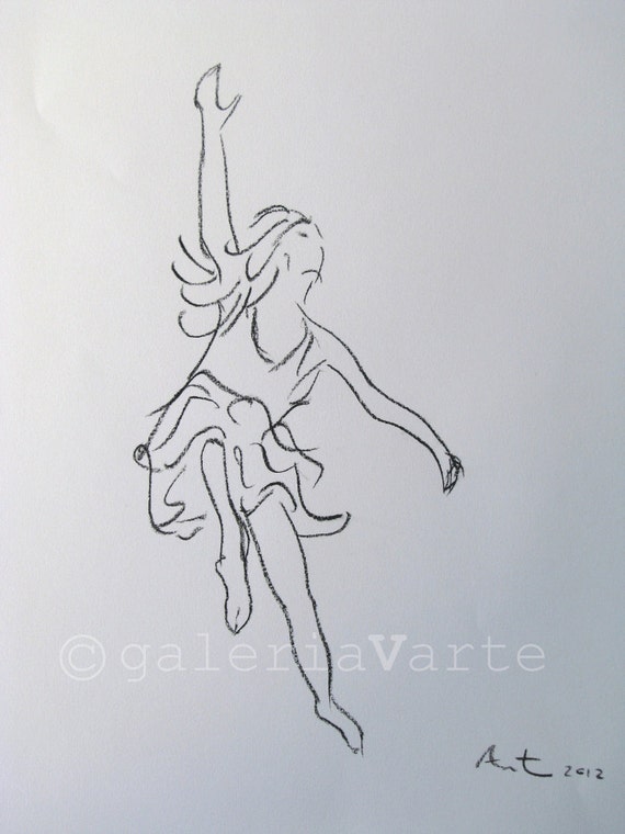 Dance drawing charcoal drawing original modern dance