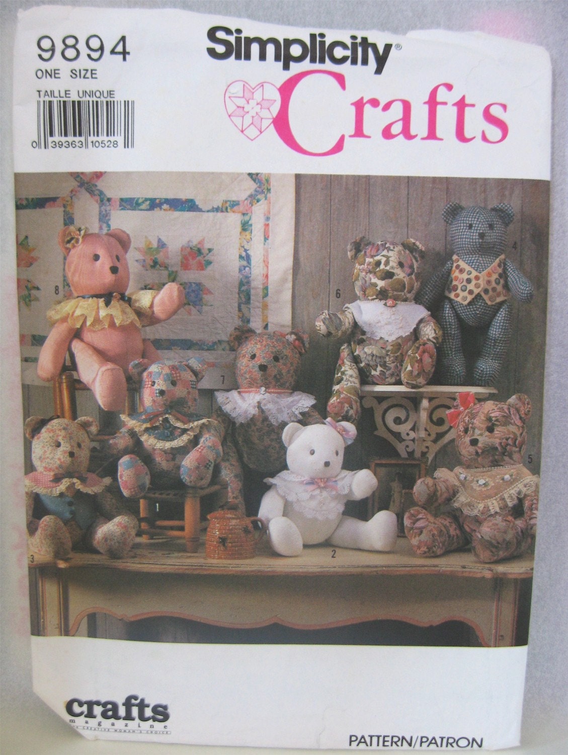 simplicity one size stuffed bears with clothes pattern