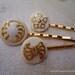 SALE White gold trio set 1 TREASURY ITEM - vintage button bobby pins