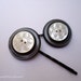 Vintage buttons bobby pins - Classic gray and pearl LAST pair TREASURY ITEM