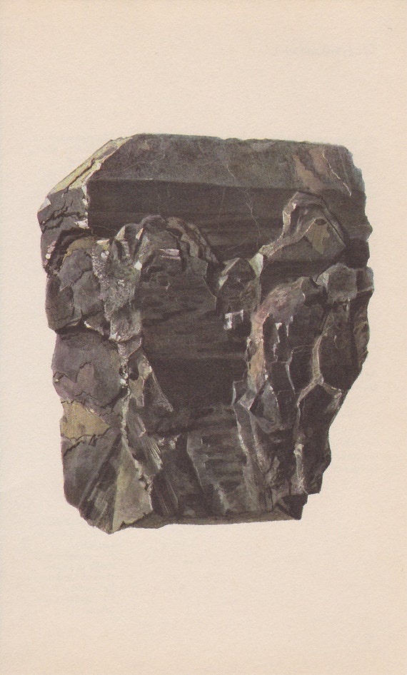 Vintage Print Rocks and Minerals Wolframite by PineandMain on Etsy