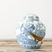 Vintage Ginger Jar in Sky Blue, White and Gold with Pheasant Motif by Gold Imari of Japan