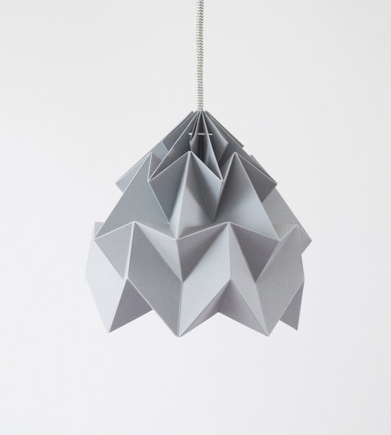 origami paper lamp shade Moth grey