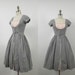 1950s Gray Cotton Day Dress / 50s Dirndl Dress / Corseted Milk Maid Dress