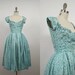 1950s Party Dress / 50s Water Color Floral Dress / Mollie Parnis
