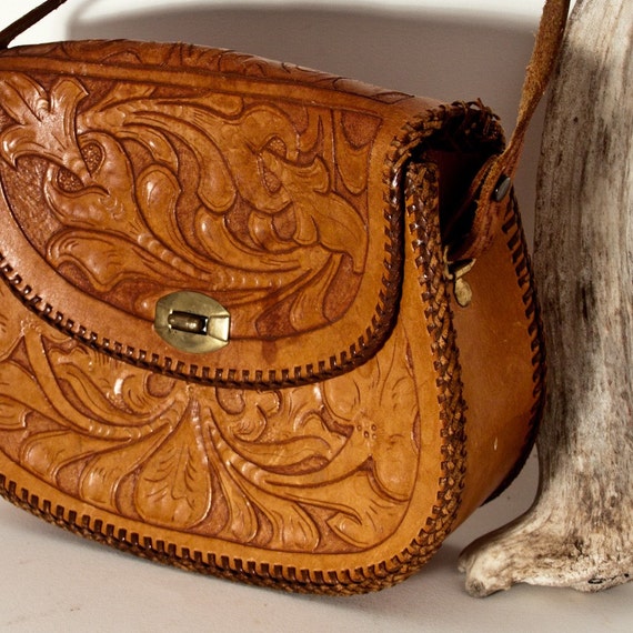 Tooled Leather Purse Bag Vintage